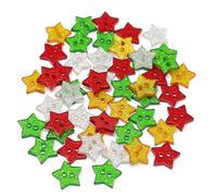 Special Touches Lot de 50 boutons de Noël en résine en forme d'étoile pailletée 13 mm - Décorations étincelantes pour la fabrication de cartes, la couture et les projets d'artisanat
