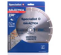 Specialist+ GALACTICA Diamant Roue de découpe 230x10x22.2mm | Lame diamantée professionnelle pour meuleuses d’angle | Pour briques de silicate, pierre, granit et béton | Hauteur du segment 10mm