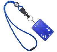 Specialist ID Porte-badge à chargement par le haut pour 3 cartes d’identité avec cordon robuste/clip métallique amovible/porte-clés bleu marine