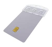 Specialist ID - Porte-badge vertical demi-carte pour cartes à puce (insert à puce) Piv accès commun et cartes de crédit - Plastique polycarbonate rigide transparent - Lot de 5 pinces robustes