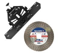 Specialist+ Kit de découpe de carreaux pour meuleuse d'angle - Coupe-carreaux manuel à 45 degrés et disque diamant de 125 mm, disque diamant ultra-mince pour carrelage, céramique, marbre