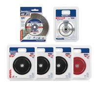 SPECIALIST+ Kit de polissage pour carrelage et diamant - 6 pièces avec meule d'angle de 125 mm, plateau de support et tampons de polissage humides de polissage à grain 50 à 400 - Pour granit