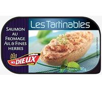 Spécialité à tartiner à base de saumon au fromage ail et fines herbes, 90 g