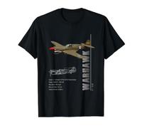 Spécifications du Chasseur P-40 Warhawk (Militaire) T-Shirt Graphique avec Valeur, Homme, Noir, M
