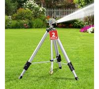 SPECILITE Arroseur à impact en laiton sur base trépied, lot de 2, 91,4 cm, télescope à pulsion en métal robuste, irrigation à 360 degrés pour grande surface, cour, pelouse, eaux jusqu'à 21,3 m