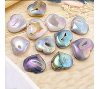 Spécimen de Cristal sculpté à la Main en Forme de cœur d'agate et de Quartz, géode de Titane Naturelle - 1 pièce (Choix aléatoire)