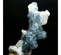 Spécimen de fluorite cubique et de quartz blanc translucide bleu naturel de 59 g décoration de la chambre
