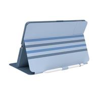 Speck Balance Folio Étui d’iPad 10,2" (2019/21), protection anti-chocs et caméra, support fin ajustable, porte-stylet Apple, rayures bleues/bleu (Waterfall Stripes/Sail Blue)