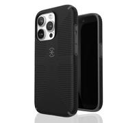 Speck Coque pour iPhone 15 Pro - Conçue pour MagSafe, poignée de Protection Contre Les Chutes - Résistante aux Rayures, Douce au Toucher - Coque de téléphone de 6,1 Pouces - CandyShell Grip Noir/Gris