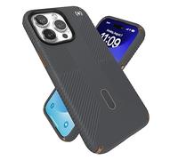 Speck Coque pour iPhone 15 Pro Max, Verrouillage antidérapant ClickLock, Compatible MagSafe, Protection Contre Les Chutes - Coque de téléphone Douce au Toucher de 17,9 cm - Poignée Presidio2 Gris
