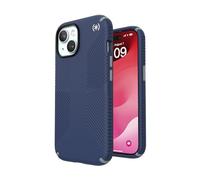 Speck Coque pour iPhone 15, protection contre les chutes, prise en main, pour iPhone 15, iPhone 14, iPhone 13, résistante aux rayures, toucher doux, coque de téléphone de 6,1 pouces, bleu côtier/gris