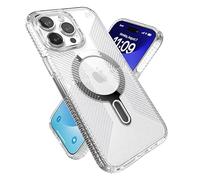 Speck Coque Transparente pour iPhone 15 Pro Max, Verrouillage antidérapant ClickLock, Compatible MagSafe, poignée de Protection Contre Les Chutes, résistante aux Rayures, Anti-jaunissement, Coque de