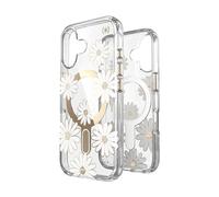 Speck Presidio Lux ClickLock & MagSafe - Étui pour iPhone 16 (Sunshine Daisies / Transparent / Or)