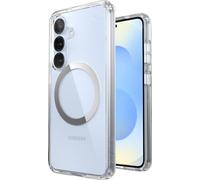 Speck Sentinelle aimant Perfect-Clear - Samsung Galaxy S25 / S24 MagSafe Case (Transparent / Finition chrome / Serene Silver)