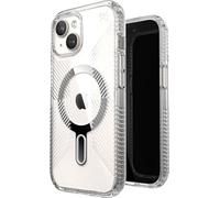 Speck Sentinelle Perfect-Clear Grip ClickLock & MagSafe - Étui pour iPhone 15 / iPhone 14 / iPhone 13 (transparent / finition chrome / Serene Silver)