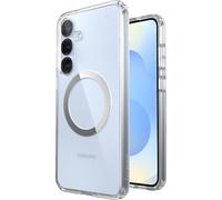 Speck Sentinelle Perfect-Clear Magnet - Housse pour Samsung Galaxy S25+ / S24+ MagSafe (Transparent / Finition chrome / Serene Silver)