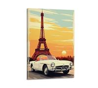 SPECLLY Poster de rêve de Paris - Impression sur toile esthétique vintage - Art mural pour salon - 60 x 90 cm - Style cadre