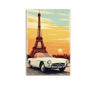 SPECLLY Poster de rêve de Paris - Impression sur toile vintage - Décoration murale pour salon - 40 x 60 cm - Sans cadre