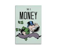 SPECLLY Poster « Time Is Money » - Toile décorative vintage - Décoration murale pour salon - 30 x 45 cm - Sans cadre