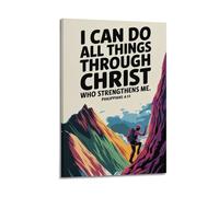 SPECLLY Poster vintage avec inscription « I can do all things » - Impression sur toile pour salon - 40 x 60 cm - Style cadre
