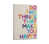 SPECLLY Poster vintage esthétique sur toile avec cadre « Do the things that make you happy » - 60 x 90 cm