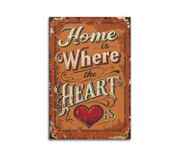 SPECLLY Poster vintage « Home Is Where Your Heart Is » - Impression sur toile pour salon - 20 x 30 cm - Style vintage - Sans cadre