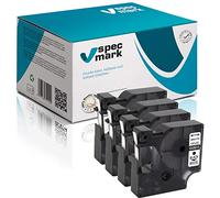 specmark Compatible avec DYMO D1 43613 S0720780 Lot de 4 rubans à étiqueter, 6 mm x 7 m, noir sur blanc, compatible avec DYMO D1 pour imprimante LM Label-Manager LP LW Label-Point Label-Writer DUO