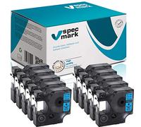 specmark Lot de 10 rubans encreurs 9 mm x 7 m Noir sur bleu