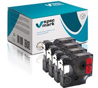 specmark Lot de 4 rubans encreurs compatibles avec DYMO D1 45017 S0720520-12 mm x 7 m - Noir sur rouge - Compatible avec LM Label-Manager LP Label-Point LW Label-Writer DUO