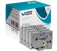 specmark Ruban TZe-125 9mm x 8m Satz x 4 St. Ruban blanc sur transparent compatible avec toutes les imprimantes Brother PT P-touch AZe-125 EZe-125 TZ-125 TZ2-125