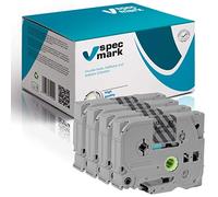 specmark Ruban TZe-135 12mm x 8m Satz x 4 St. Ruban blanc sur transparent compatible avec toutes les imprimantes Brother PT P-touch AZe-135 EZe-135 TZ-135 TZ2-135