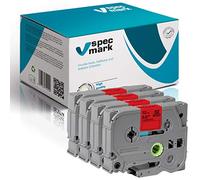 specmark Ruban TZe-431 12mm x 8m Satz x 4 St. Ruban noir sur rouge compatible avec toutes les imprimantes Brother PT P-touch AZe-431 EZe-431 TZ-431 TZ2-431