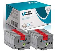 specmark Ruban TZe-435 12mm x 8m Satz x 10 St. Ruban blanc sur rouge compatible avec toutes les imprimantes Brother AZe-435 EZe-435 TZ-435 TZ2-435