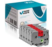 specmark Ruban TZe-441 18mm x 8m Satz x 5 St. Ruban noir sur rouge compatible avec l'imprimante Brother PT P-touch AZe-441 EZe-441 TZ-441 TZ2-441