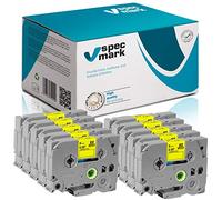 specmark Ruban TZe-C21 9mm x 5m Satz x 10 St. Ruban fluorescent noir sur jaune compatible avec toutes les imprimantes Brother PT P-touch AZe-C21 EZe-C21 TZ-C21 TZ2-C21