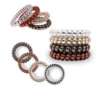 Specora Lot de 4 élastiques à cheveux spiralés - Doré/argenté/anthracite - Bordeaux métallisé - 5 cm - Antidérapant et doux pour les cheveux - Sans tirer - Élastiques en TPU pour tous les types de