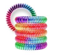 Specora - Lot de 5 chouchous à cheveux classiques arc-en-ciel multicolores - 5 cm - TPU - Câble téléphonique en caoutchouc - Sans tirer ni s'emmêler - Pas de nœuds - N'abîme pas les cheveux