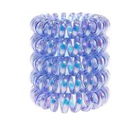 Specora - Lot de 5 élastiques à cheveux classiques en spirale - Bleu métallisé - 4 cm - TPU - Sans tirer ni s'emmêler - Sans nœuds - N'abîme pas les cheveux