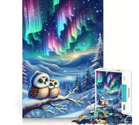 Spectacle Lumineux Chouette des neiges Puzzle de 1000 pièces pour Adultes Jeu de réflexion Image Douce et relaxante Assembler Joli Cadeau (50x75cm)