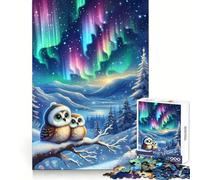Spectacle Lumineux Chouette des neiges Puzzle de 1000 pièces pour Adultes Jeu de réflexion Image Douce et relaxante Assembler Joli Cadeau (50x75cm)