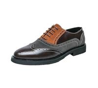 Spectator Wingtip Brogue Dress Oxford Chaussures habillées for Hommes en Cuir à Bout Pointu Mode à Lacets Affaires Semelle en Caoutchouc antidérapante Talon Bloc antidérapant Classique(Brown,39 EU)