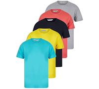 Spectre (5 Pack) Crew Neck Cotton T-Shirts in Light Grey Marl/Sky Captain Navy/Mimosa Yellow/Blue Atoll/Faded Peach - Tokyo Laundry - XL