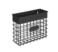 Spectrum Diversified Vintage Wall Mount Entryway or Office Bin Desk Paper Folder Document Letter Mail Sorter Step File Organizer, Small Black