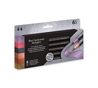 Spectrum Noir Metallic Shimmering Finish with Vivid Colour Dual-Tipped Markers - Featuring A Brush And Bullet Nib - Perfect For Black/Dark Surfaces - Pack of 6 - Antique Elements