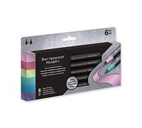 Spectrum Noir Metallic Shimmering Finish with Vivid Colour Dual-Tipped Markers - Featuring A Brush And Bullet Nib - Perfect For Black/Dark Surfaces - Pack of 6 - Rare Minerals