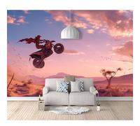 SPECUFX 3D Art Self-adhesive Wallpaper Mural Extreme sport motocross 100x70cm Print Photo Bedroom Restaurant Office Family Living Hallway