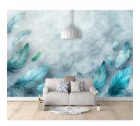 SPECUFX 3D Art Self-adhesive Wallpaper Mural Gray-blue fantasy feathers 100x70cm Print Photo Bedroom Restaurant Office Family Living Hallway