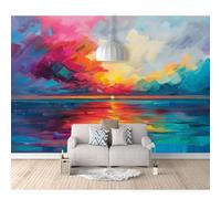 SPECUFX 3D Effect Photo Self-adhesive Wallpaper Abstract oil painting with colorful landscapes 100x70cm Panoramic Wall Tapestry Mural Large Bedroom Eco-Friendly Decoration