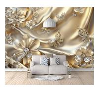 SPECUFX 3D Effect Photo Self-adhesive Wallpaper Floral beige golden butterfly 100x70cm Panoramic Wall Tapestry Mural Large Bedroom Eco-Friendly Decoration
