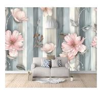 SPECUFX 3D Effect Photo Self-adhesive Wallpaper Floral wood grain vintage pink 100x70cm Panoramic Wall Tapestry Mural Large Bedroom Eco-Friendly Decoration